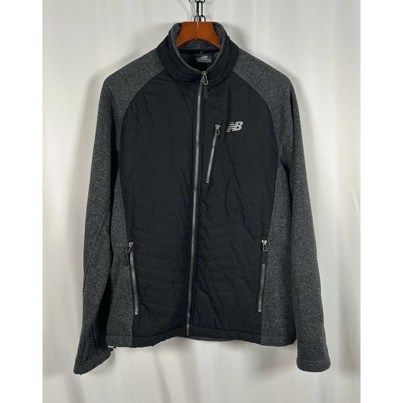 New Balance Jacket Men's Large 2-Tone Black / Gray Fleece Pockets Full Zipper - Picture 1 of 9